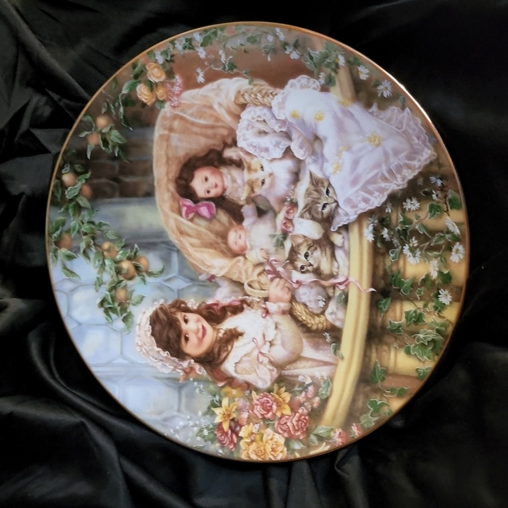 Sandra kuck cats in the cradle victorian gold rimmed collectors plate